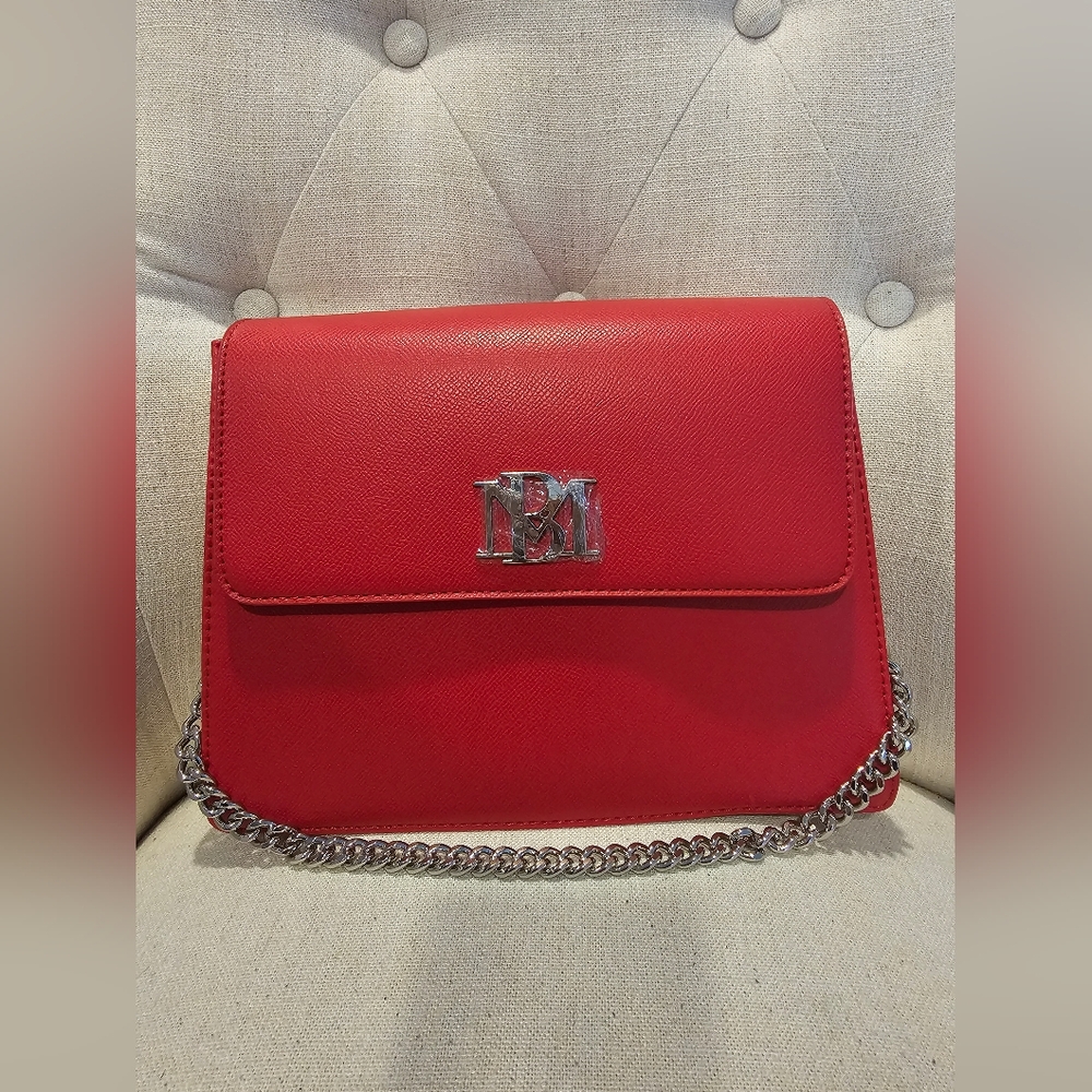 Badgley Mischka Vegan Leather Red Shoulder Crossbody Bag